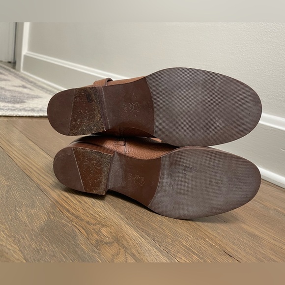 Tory Burch Amanda Brown Heeled Pebble Leather Riding Boots Sz-7.5 - Picture 8 of 12